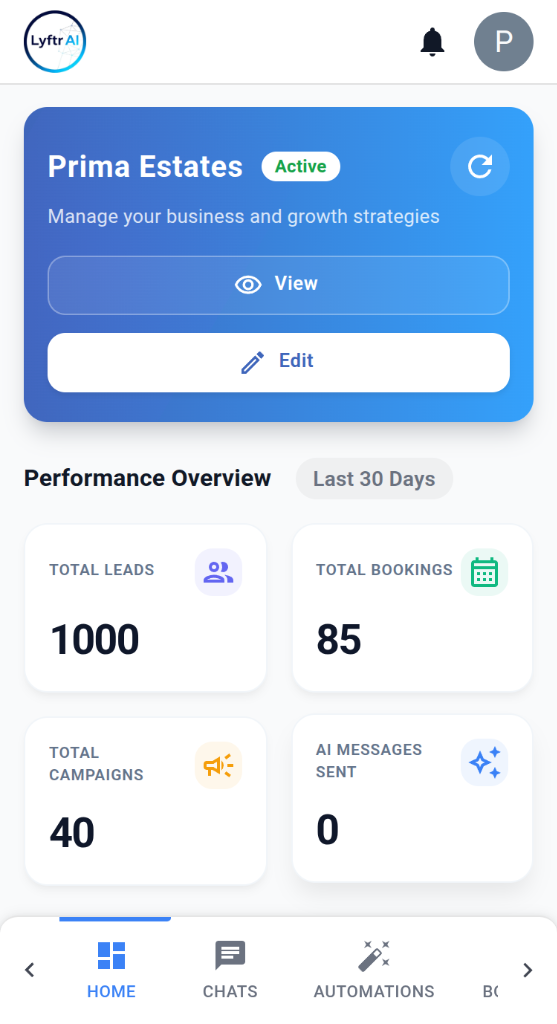 Lyftr AI Mobile View Dashboard